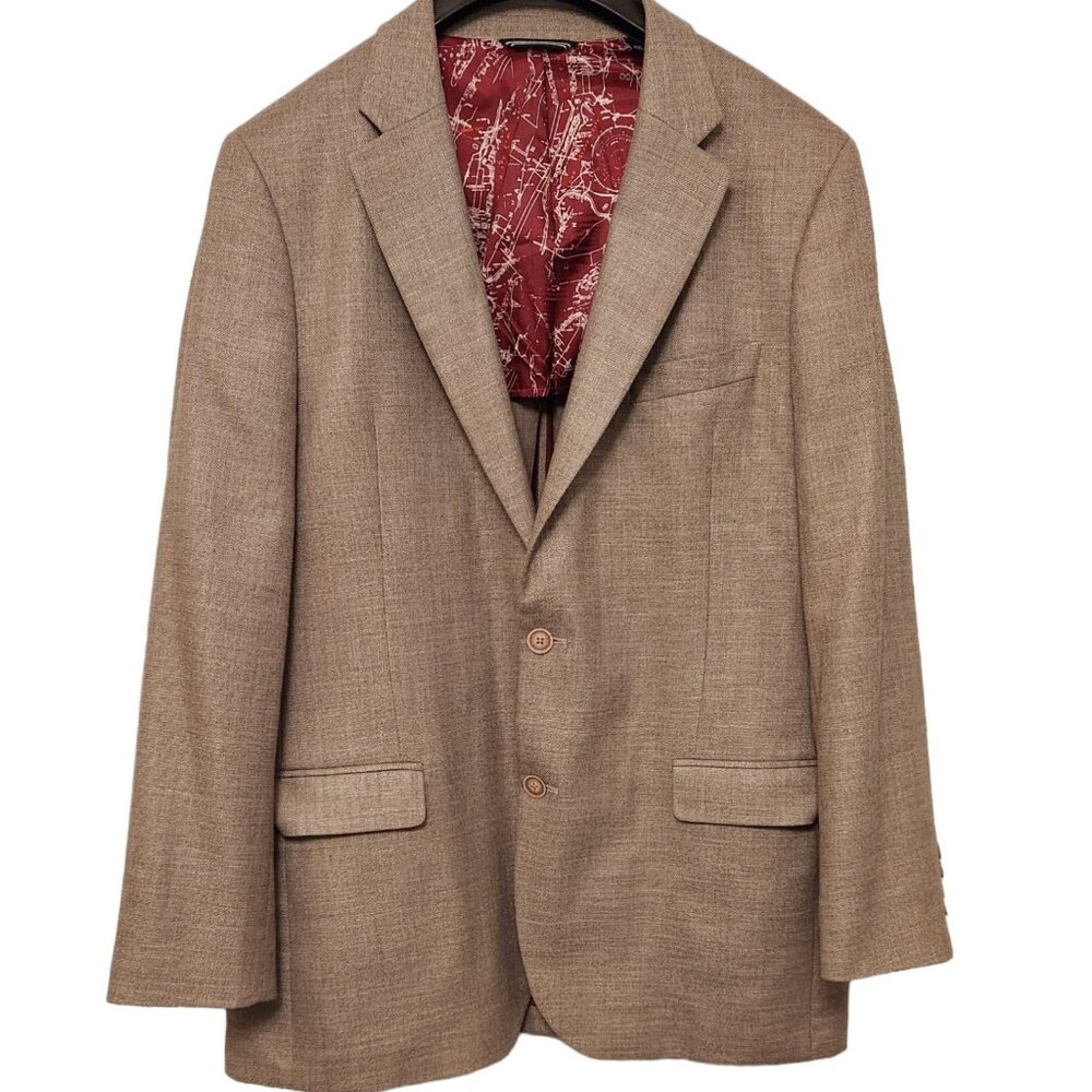 Mens Nautica Suit Jacket‎ Blazer Beach Sand Tan 2 Button 42L Single Breasted